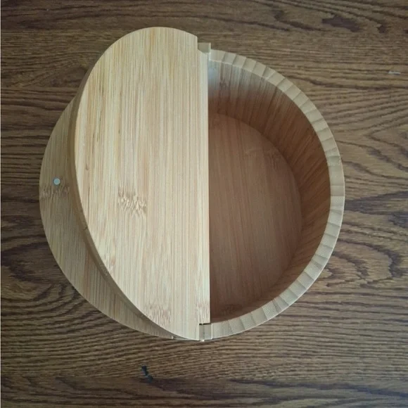 Brightroom 9" x 4" Circular Hinge Lid Bamboo Countertop Organizer - Picture 2 of 6